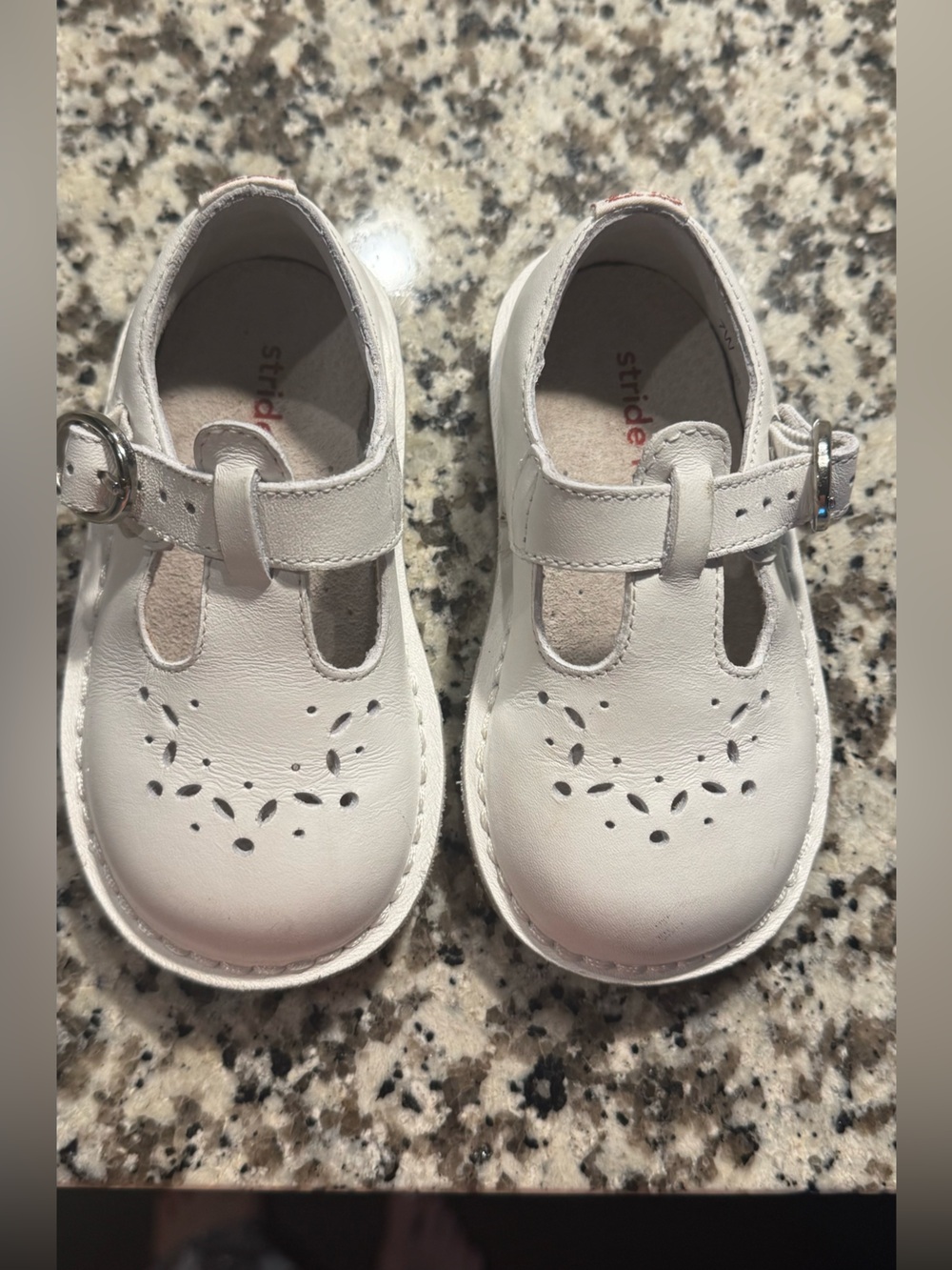 Stride Rite White Leather T-Strap Mary Jane Toddler Shoes